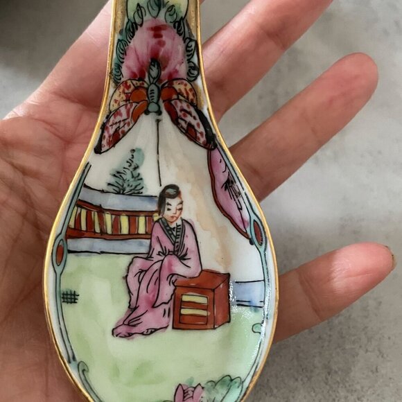 Vintage Rose Medallion Bowl and Spoon Y. Y. Japanese Porcelain Ware Hong Kong - Picture 11 of 13